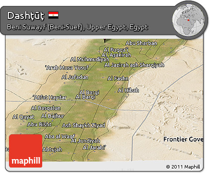 Satellite Panoramic Map of Dashţūţ