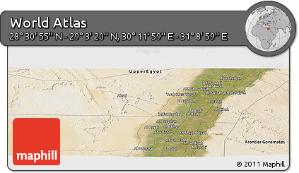 Satellite Panoramic Map of the Area around 28° 47' 8" N, 30° 40' 29" E