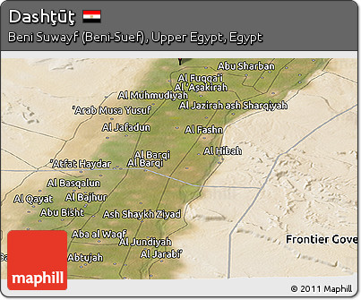 Satellite Panoramic Map of Dashţūţ