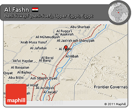 Shaded Relief Panoramic Map of Al Fashn
