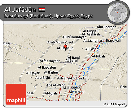 Shaded Relief Panoramic Map of Al Jafādūn