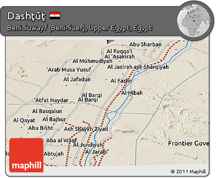 Shaded Relief Panoramic Map of Dashţūţ