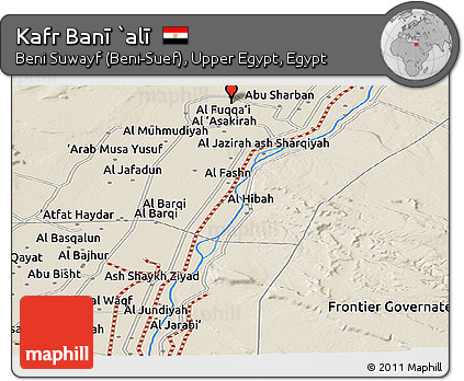 Shaded Relief Panoramic Map of Kafr Banī `alī