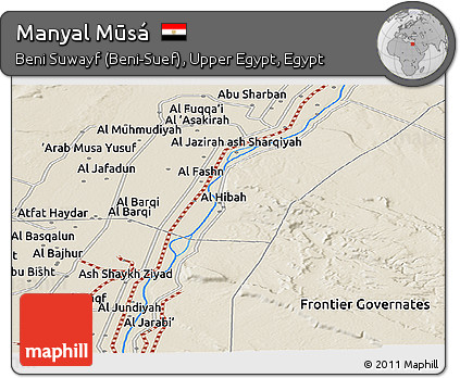 Shaded Relief Panoramic Map of Manyal Mūsá