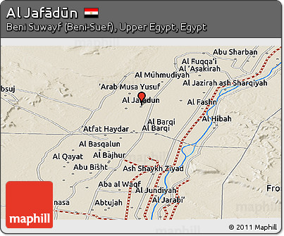 Shaded Relief Panoramic Map of Al Jafādūn