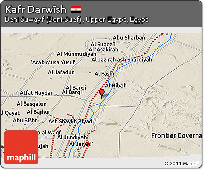 Shaded Relief Panoramic Map of Kafr Darwīsh