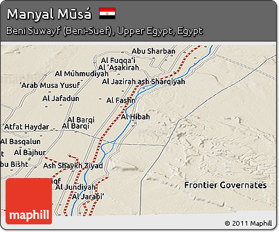 Shaded Relief Panoramic Map of Manyal Mūsá
