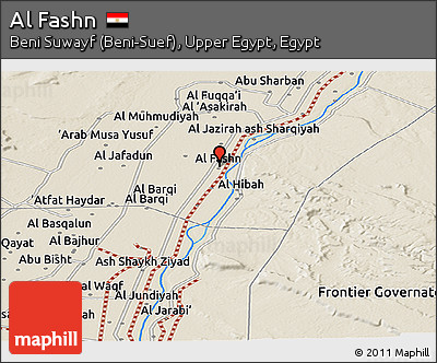 Shaded Relief Panoramic Map of Al Fashn