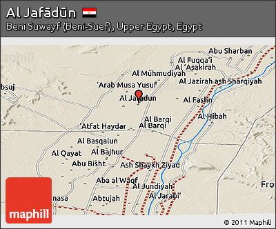 Shaded Relief Panoramic Map of Al Jafādūn