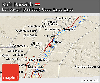 Shaded Relief Panoramic Map of Kafr Darwīsh