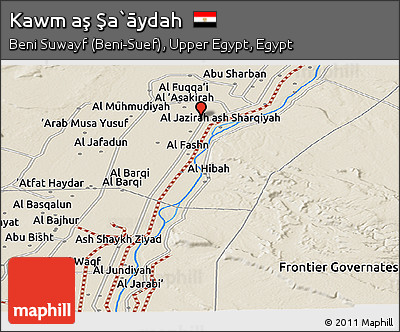 Shaded Relief Panoramic Map of Kawm Aş Şa`āydah