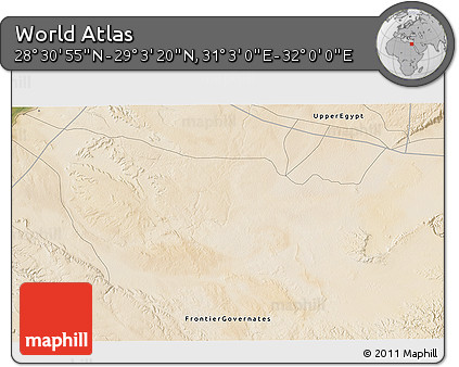 Satellite 3D Map of the Area around 28° 47' 8" N, 31° 31' 29" E
