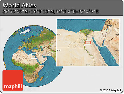 Satellite Location Map of the Area around 28° 47' 8" N, 31° 31' 29" E