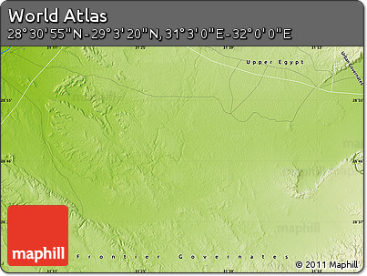 Physical Map of the Area around 28° 47' 8" N, 31° 31' 29" E