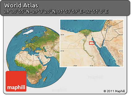 Satellite Location Map of the Area around 28° 47' 8" N, 32° 22' 30" E