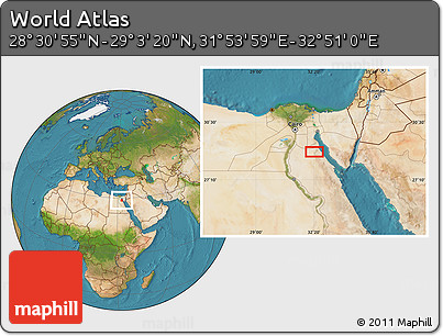 Satellite Location Map of the Area around 28° 47' 8" N, 32° 22' 30" E