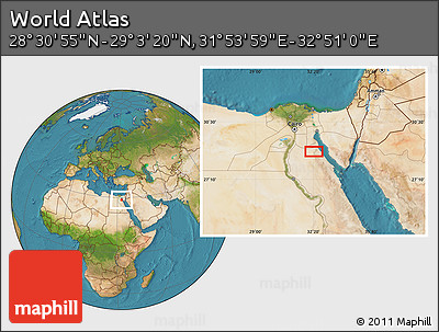 Satellite Location Map of the Area around 28° 47' 8" N, 32° 22' 30" E