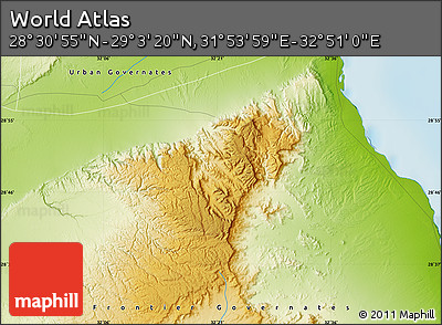 Physical Map of the Area around 28° 47' 8" N, 32° 22' 30" E