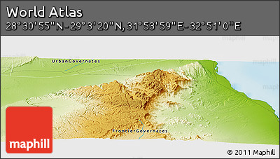 Physical Panoramic Map of the Area around 28° 47' 8" N, 32° 22' 30" E
