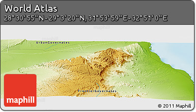 Physical Panoramic Map of the Area around 28° 47' 8" N, 32° 22' 30" E