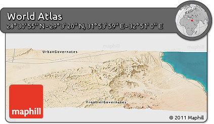 Satellite Panoramic Map of the Area around 28° 47' 8" N, 32° 22' 30" E