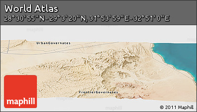 Satellite Panoramic Map of the Area around 28° 47' 8" N, 32° 22' 30" E