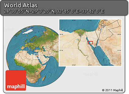 Satellite Location Map of the Area around 28° 47' 8" N, 33° 13' 30" E
