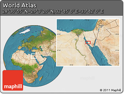 Satellite Location Map of the Area around 28° 47' 8" N, 33° 13' 30" E