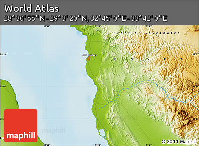 Physical Map of the Area around 28° 47' 8" N, 33° 13' 30" E