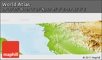 Physical Panoramic Map of the Area around 28° 47' 8" N, 33° 13' 30" E