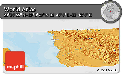 Political Panoramic Map of the Area around 28° 47' 8" N, 33° 13' 30" E
