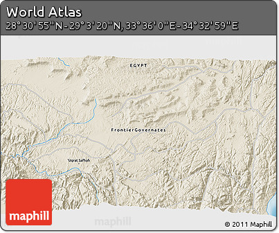 Shaded Relief 3D Map of the Area around 28° 47' 8" N, 34° 4' 30" E