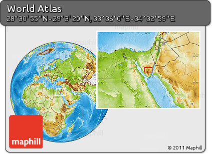 Physical Location Map of the Area around 28° 47' 8" N, 34° 4' 30" E