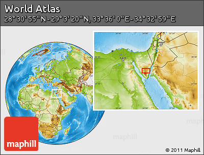 Physical Location Map of the Area around 28° 47' 8" N, 34° 4' 30" E