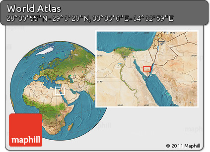 Satellite Location Map of the Area around 28° 47' 8" N, 34° 4' 30" E