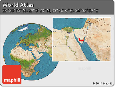 Satellite Location Map of the Area around 28° 47' 8" N, 34° 4' 30" E