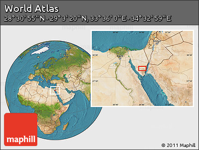 Satellite Location Map of the Area around 28° 47' 8" N, 34° 4' 30" E