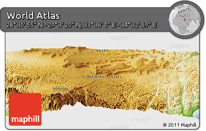 Physical Panoramic Map of the Area around 28° 47' 8" N, 34° 4' 30" E