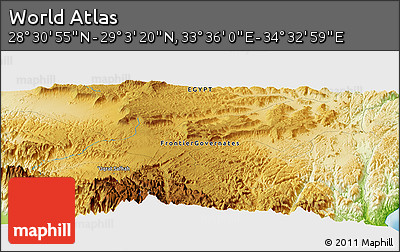Physical Panoramic Map of the Area around 28° 47' 8" N, 34° 4' 30" E