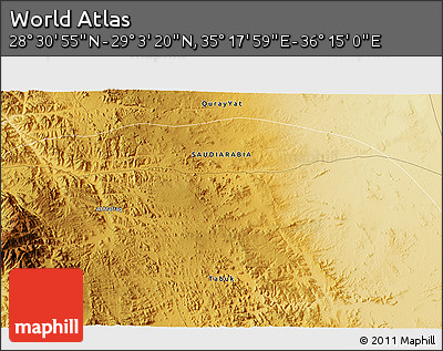 Physical 3D Map of the Area around 28° 47' 8" N, 35° 46' 29" E