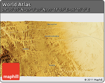 Physical 3D Map of the Area around 28° 47' 8" N, 35° 46' 29" E