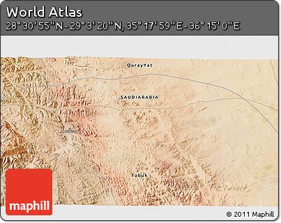 Satellite 3D Map of the Area around 28° 47' 8" N, 35° 46' 29" E