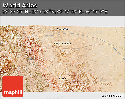 Satellite 3D Map of the Area around 28° 47' 8" N, 35° 46' 29" E