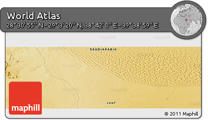 Physical Panoramic Map of the Area around 28° 47' 8" N, 39° 10' 29" E