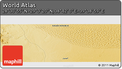 Physical Panoramic Map of the Area around 28° 47' 8" N, 39° 10' 29" E