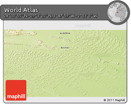 Physical 3D Map of the Area around 28° 47' 8" N, 3° 19' 30" W