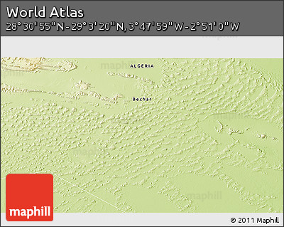 Physical 3D Map of the Area around 28° 47' 8" N, 3° 19' 30" W