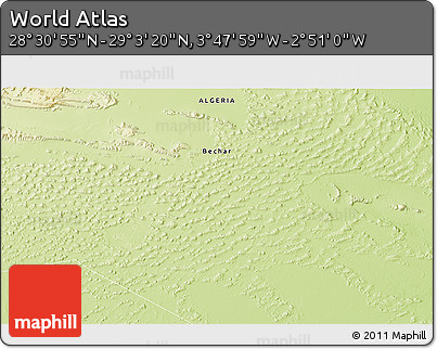 Physical 3D Map of the Area around 28° 47' 8" N, 3° 19' 30" W