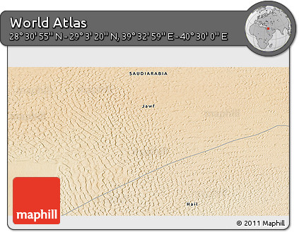 Satellite 3D Map of the Area around 28° 47' 8" N, 40° 1' 29" E