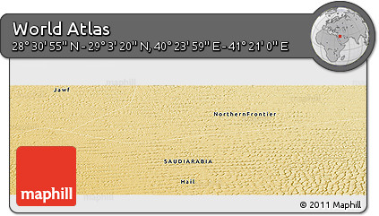 Physical Panoramic Map of the Area around 28° 47' 8" N, 40° 52' 30" E